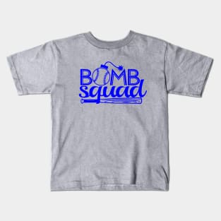 Vintage Bomb Squad Dinger Hitter Baseball Hitting Classic Blue Kids T-Shirt